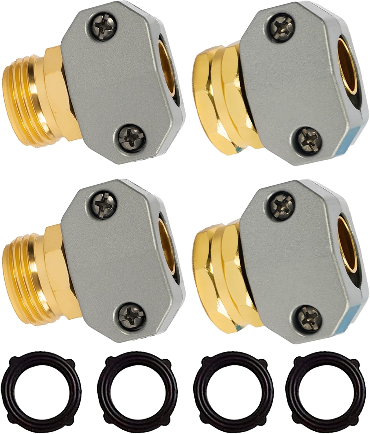 Gartenschlauch-reparaturset, 2 Sets Aluminium-endstücke, Unterlegscheiben (männlich/weiblich)