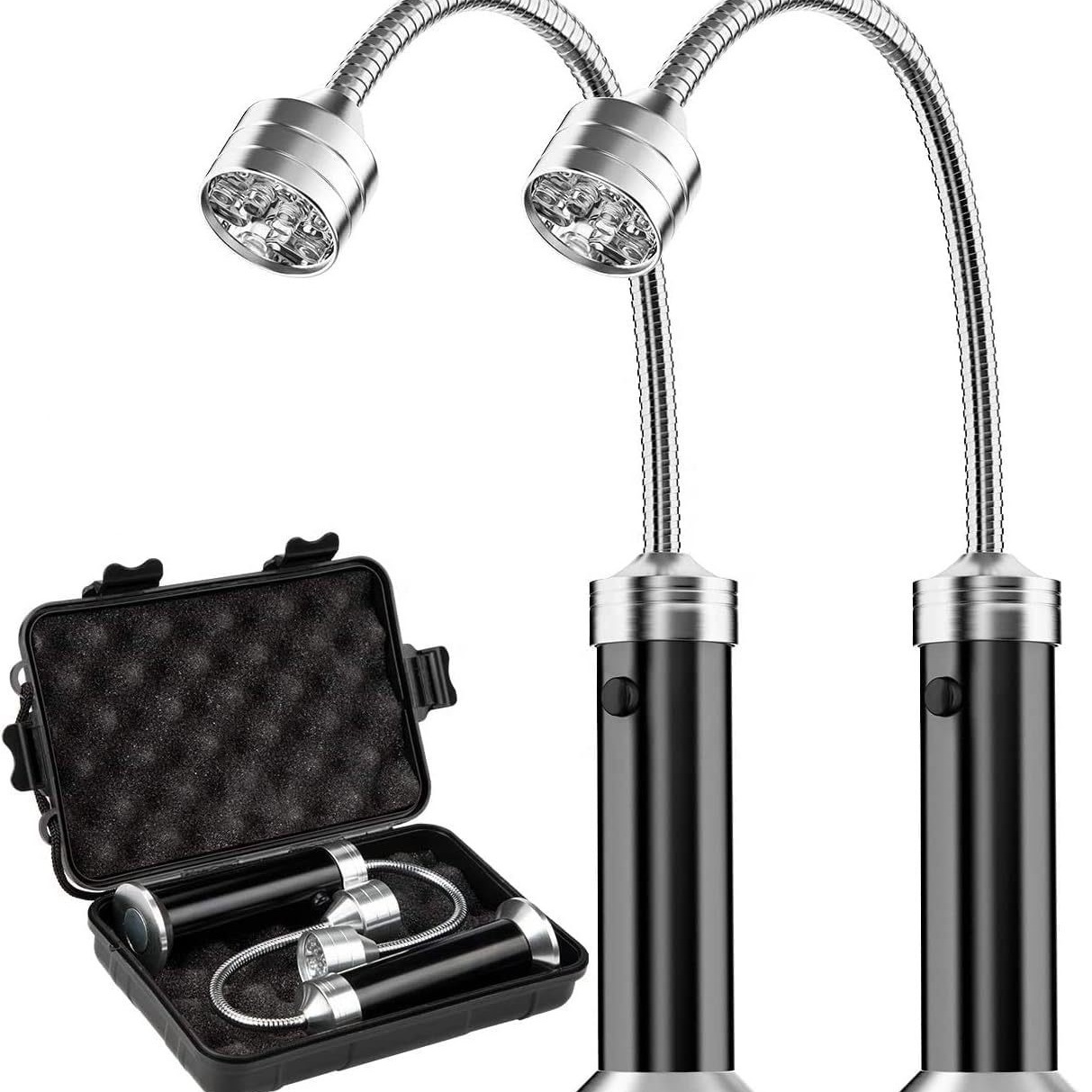 Set Mit 2 Grillleuchten, Zubehör Für Grillabende Im Freien, Magnetfuß, Superhelle Led, Um 360 Grad Drehbarer Schwanenhals