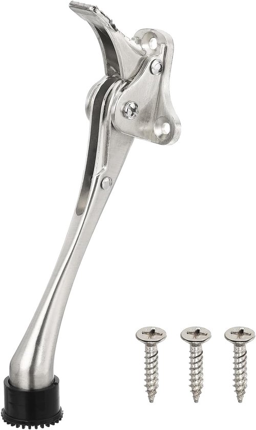 Verstellbarer, Fußbetätigter Türstopper Aus Zinklegierung Mit Gummipuffer, Silber