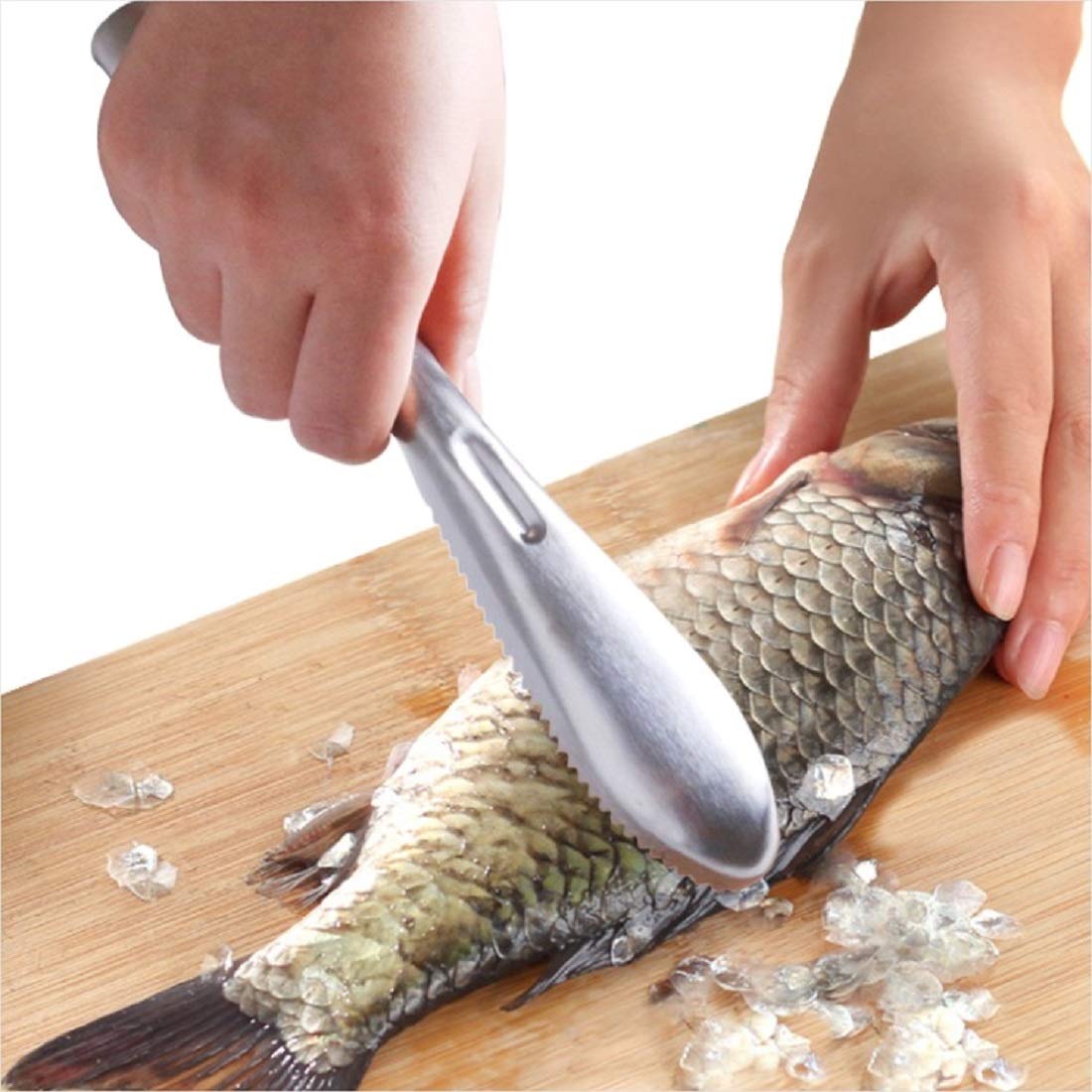 Fischschuppenbürste, Fischschuppenentferner, Gezahnte Edelstahlkante, Entfernt Mühelos Fischschuppen, Reinigungsbürste, Küchenhelfer.