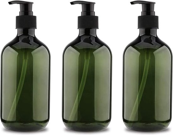3er-pack Wiederbefüllbare 500-ml-pet-pumpflaschen Für Shampoo, Seife, Spülung, Duschgel Und Lotion, Transparent Grün