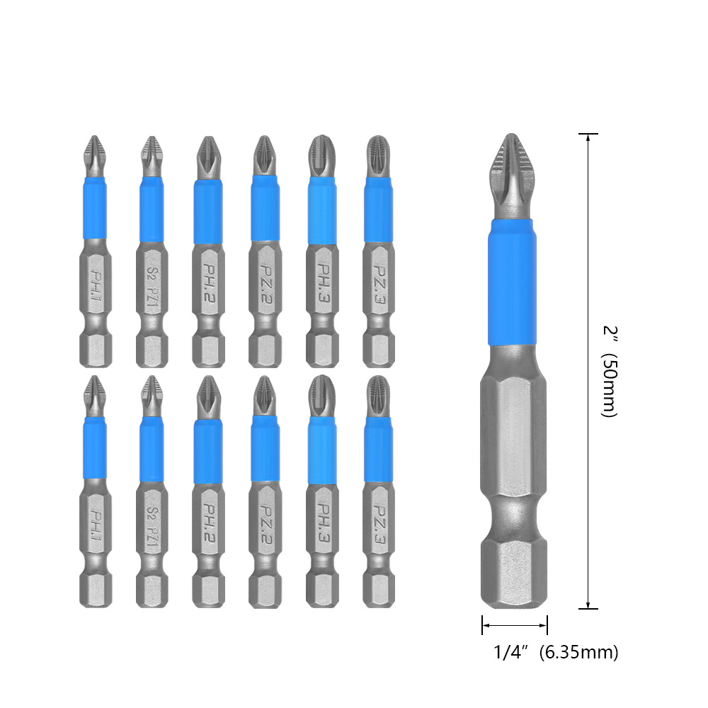 12-teiliges Set – Rutschfester Kreuzschlitzschraubendreher – S2-stahl – Kreuzschlitzschraubendreher – Kreuzschlitzschraubendreher Ph1 Ph2 Ph3 Pz1 Pz2pz3