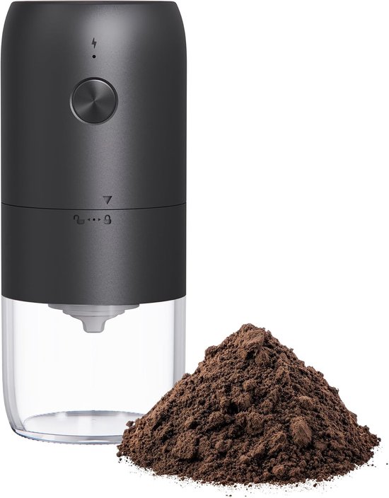 Tragbare Elektrische Scheiben-kaffee- Und Kräutermühle (schwarz), Einstellbares Automatisches Mahlwerk Für Bohnen Und Gewürze.