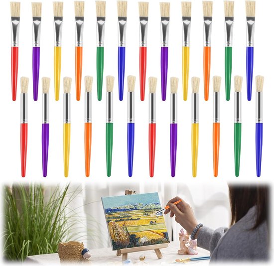 24-teiliges Set Farbenfroher Runder Und Flacher Pinsel, Waschbare, Dicke Lackpinsel