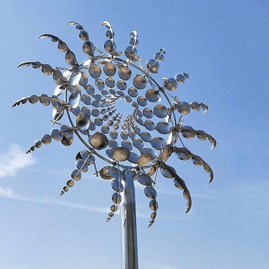 Gartenwindmühle Aus Edelstahl, 3d-windspiel Für Die Außendekoration