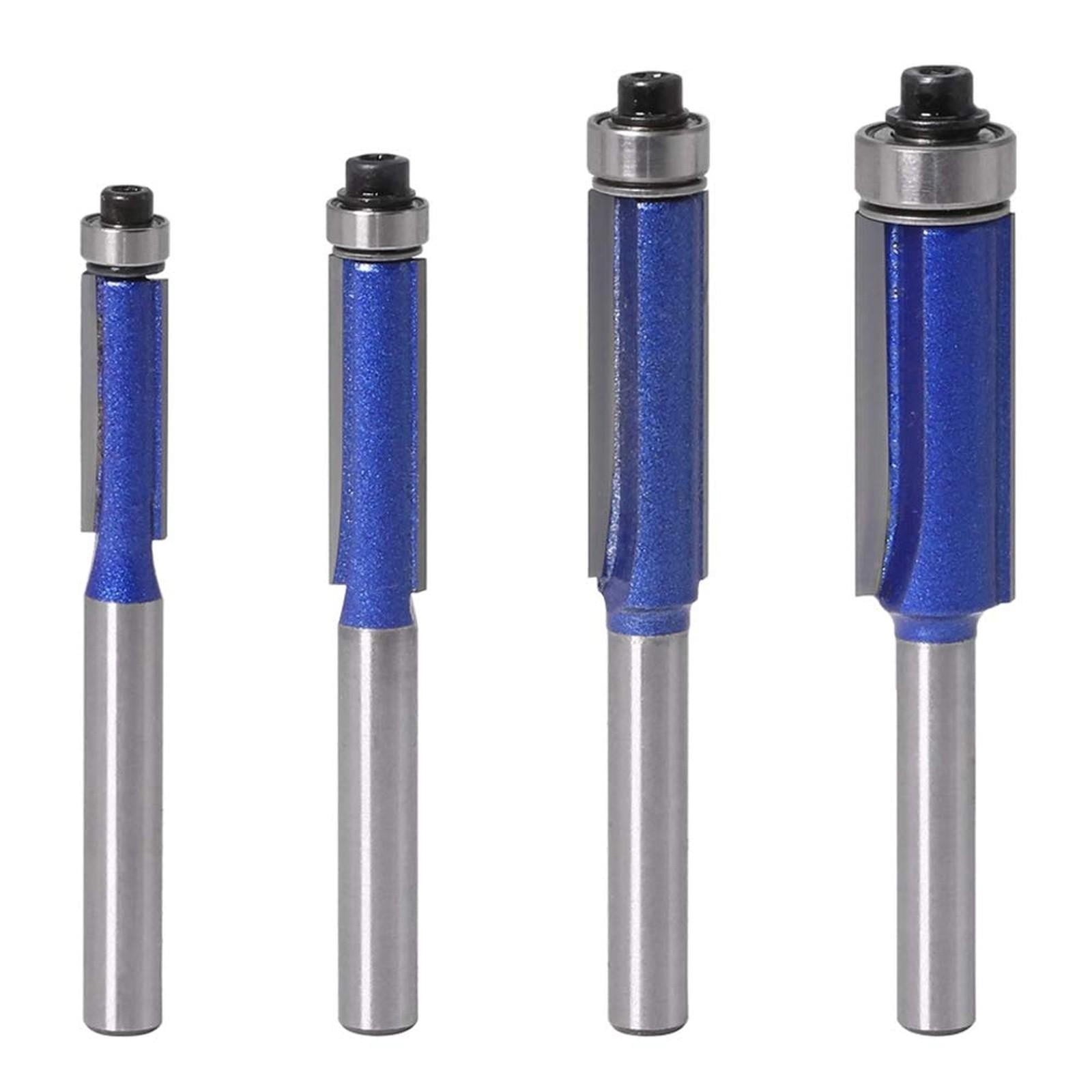 4-teiliges 1/4"-schaft-bündigfräser-set Mit Kugellager Und Hartmetall-befestigung