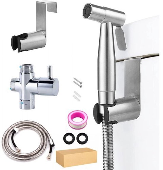 Wc-bidet-düsenset, Multifunktionale Düse, Einfach Zu Installieren, Geeignet Für Die Tägliche Körperpflege, Wandmontiertes Schlauchset (silber).