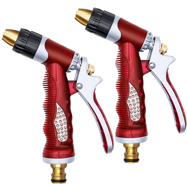 Zweiteiliges Hochdruck-wasserpistolen-set, Spritzpistole Mit Drei Modi, Geeignet Für Rasenflächen, Gärten Und Autowaschanlagen, Rot.