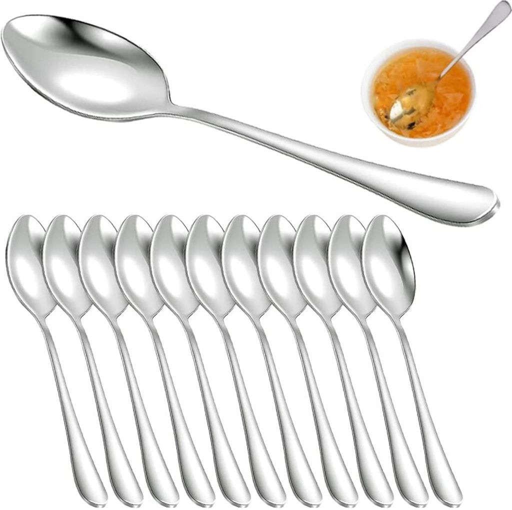 Kaffeelöffel, 12-teiliges Kaffeelöffel-set Aus Edelstahl, Dessertlöffel, Hochglanzpoliertes Design, Geschirr & Küchenaccessoires, Hochzeiten, 17 Cm.