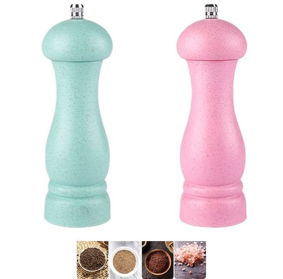 2 Stück – Manuelle Pfeffer- Oder Salzmühle – Manuelle Gewürzmühle – Mahlwerk Aus Keramik – Für Salz, Pfeffer, Sichuanpfeffer Usw. – Grün Und Rosa