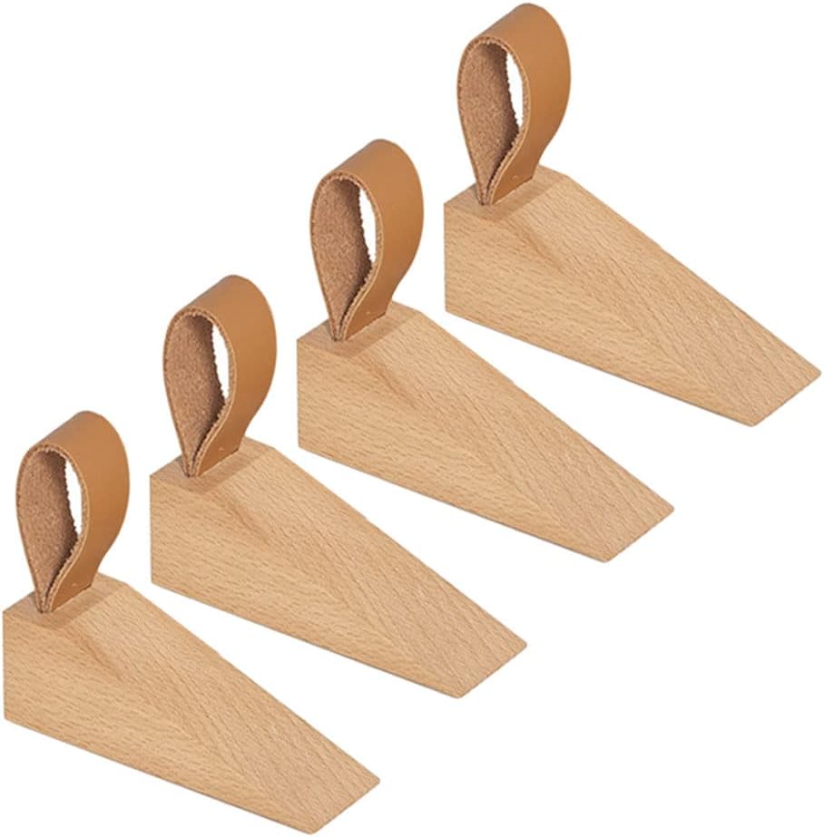Vierteiliger Türstopper Aus Buchenholz (mit Lederstreifen), Türkeil Aus Buchenholz (mit Lederstreifen), Türkeil Aus Buchenholz, Türkeil