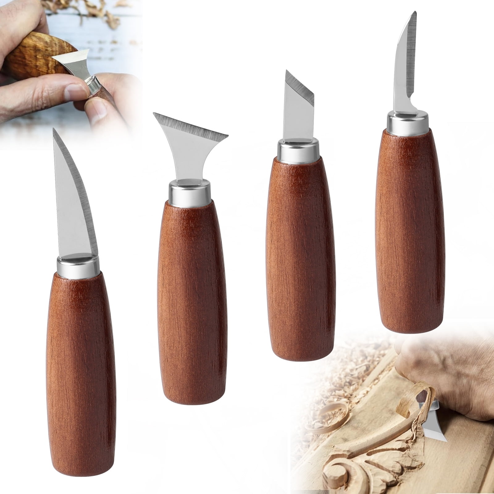 4-teiliges Holzschnitzwerkzeug-set Mit Kantenschneider Und Schabern Für Anfänger