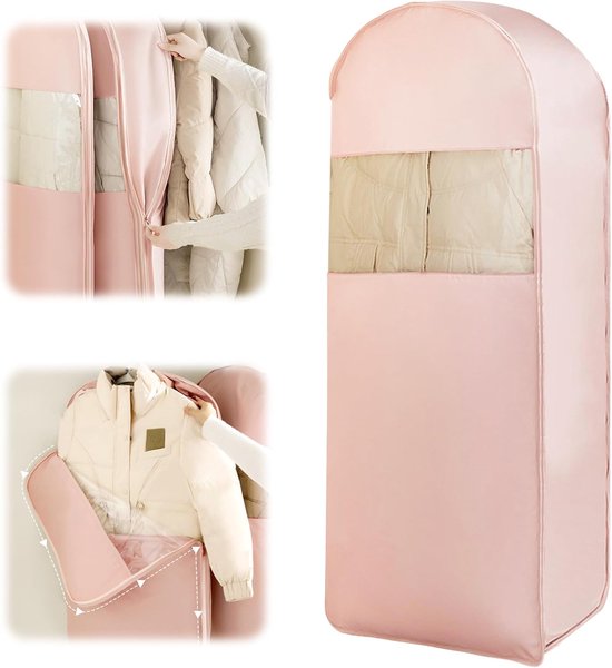 Platzsparender Kleidersack Zum Aufhängen Mit Selbstkomprimierendem Reißverschluss, Atmungsaktive Schutzhülle Für Mäntel Und Anzüge, 1 Stück (rosa)