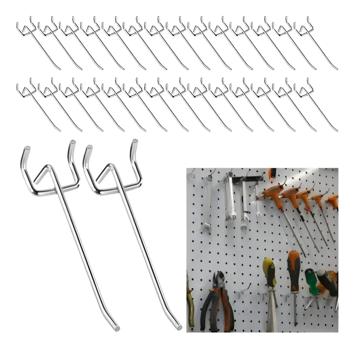 Lochbretthaken Nr. 4, 50-teiliges Set, Für Die Organisation Von Garage Und Werkzeug.