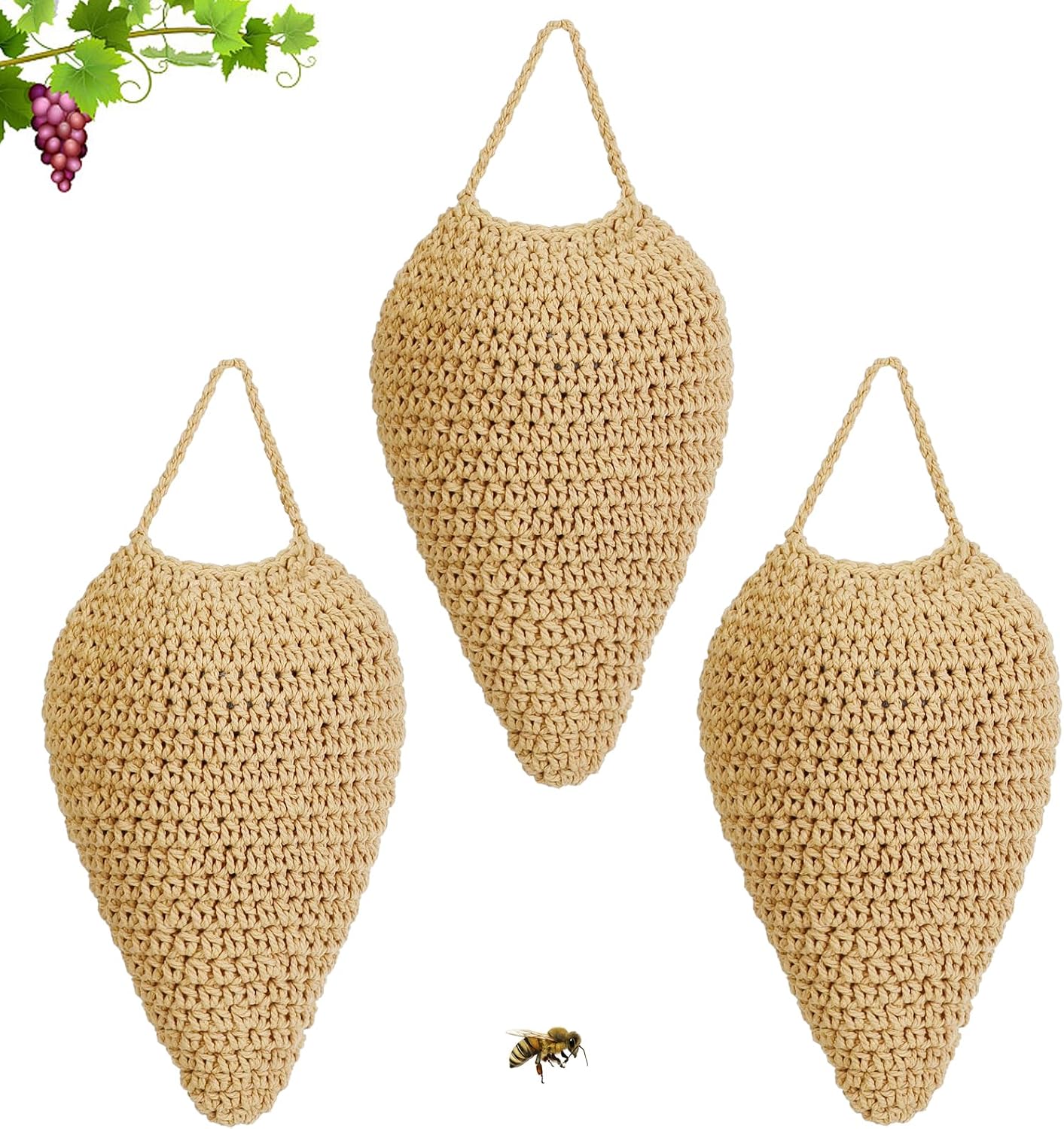 3er-packung Großer Gelber Bienenstockköder Mit Haken – Künstliches Gelbes Bienenstockabwehrmittel Für Den Außenbereich – Dekorativer Wabenköder Für Wiesel – 3er-packung