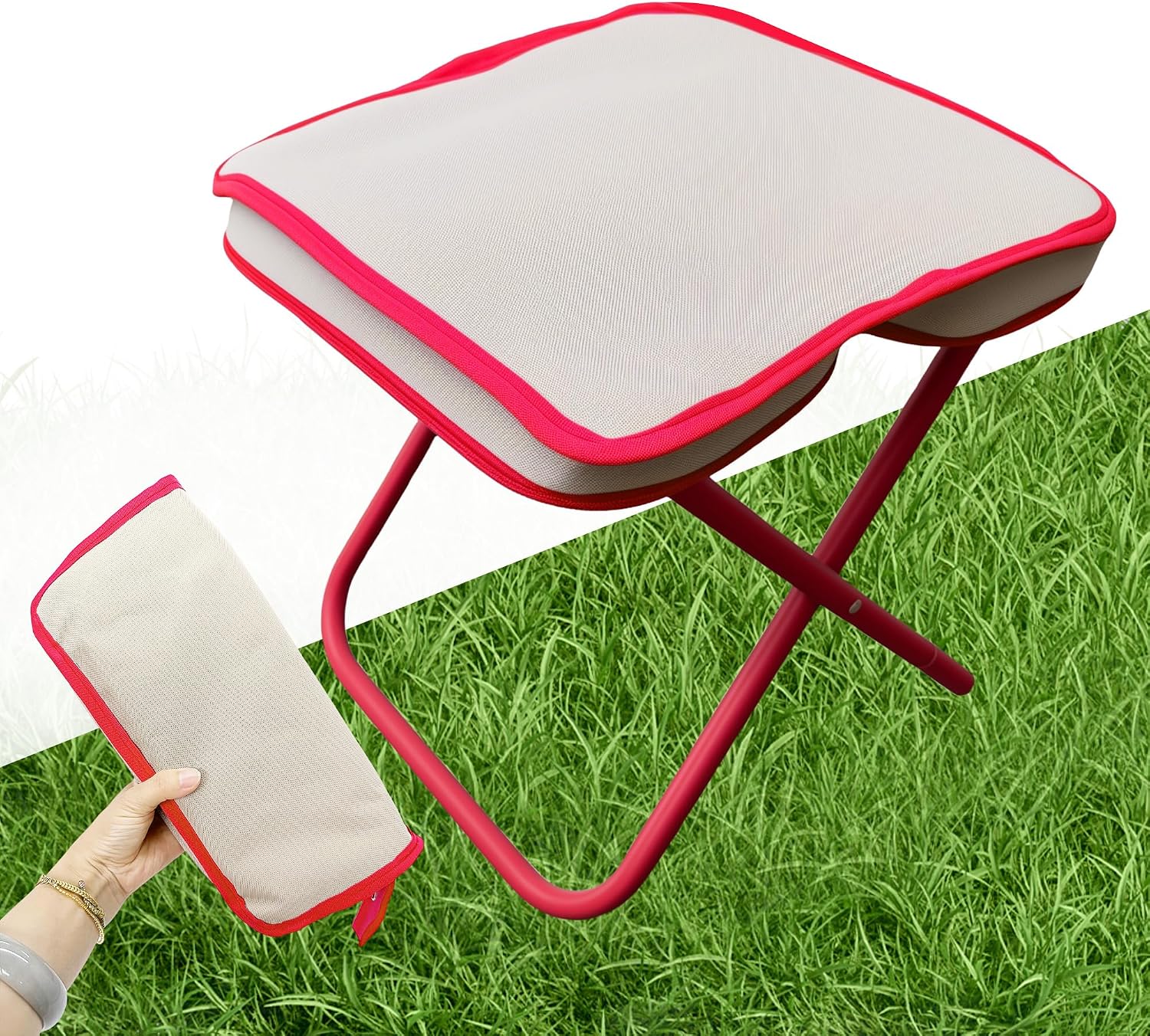 Kompakter, Tragbarer Outdoor-stuhl – Leicht Und Robust Für Camping, Angeln, Wandern Und Gartenarbeit – Khaki