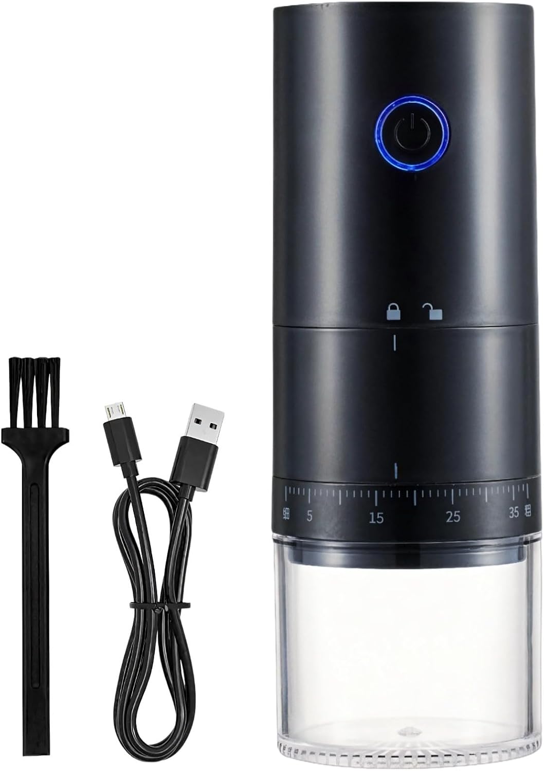 Universelle Kaffeemühle Mit Keramikscheibe, Elektrisch Und Tragbar, Usb-aufladbar, Einstellbarer Mahlgrad, Leises Automatisches Mahlwerk.