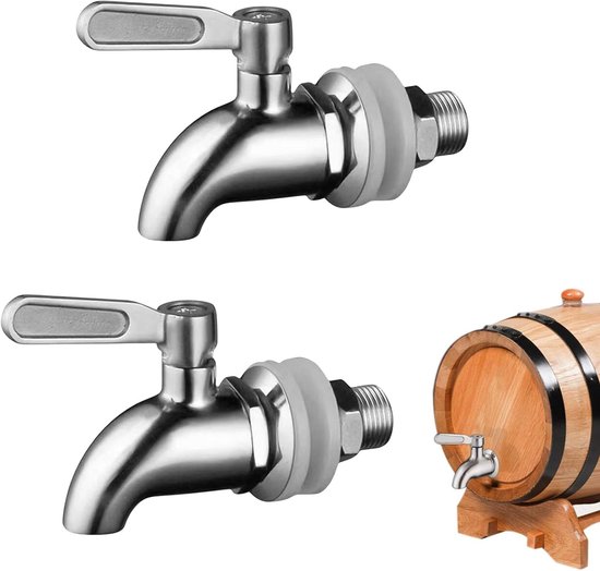 Bierfass-zapfhähne, 2er-pack, 16 Mm, Edelstahl, Wein- Und Getränkezapfanlagen, Ersatzhähne Für Glas-getränkezapfanlagen