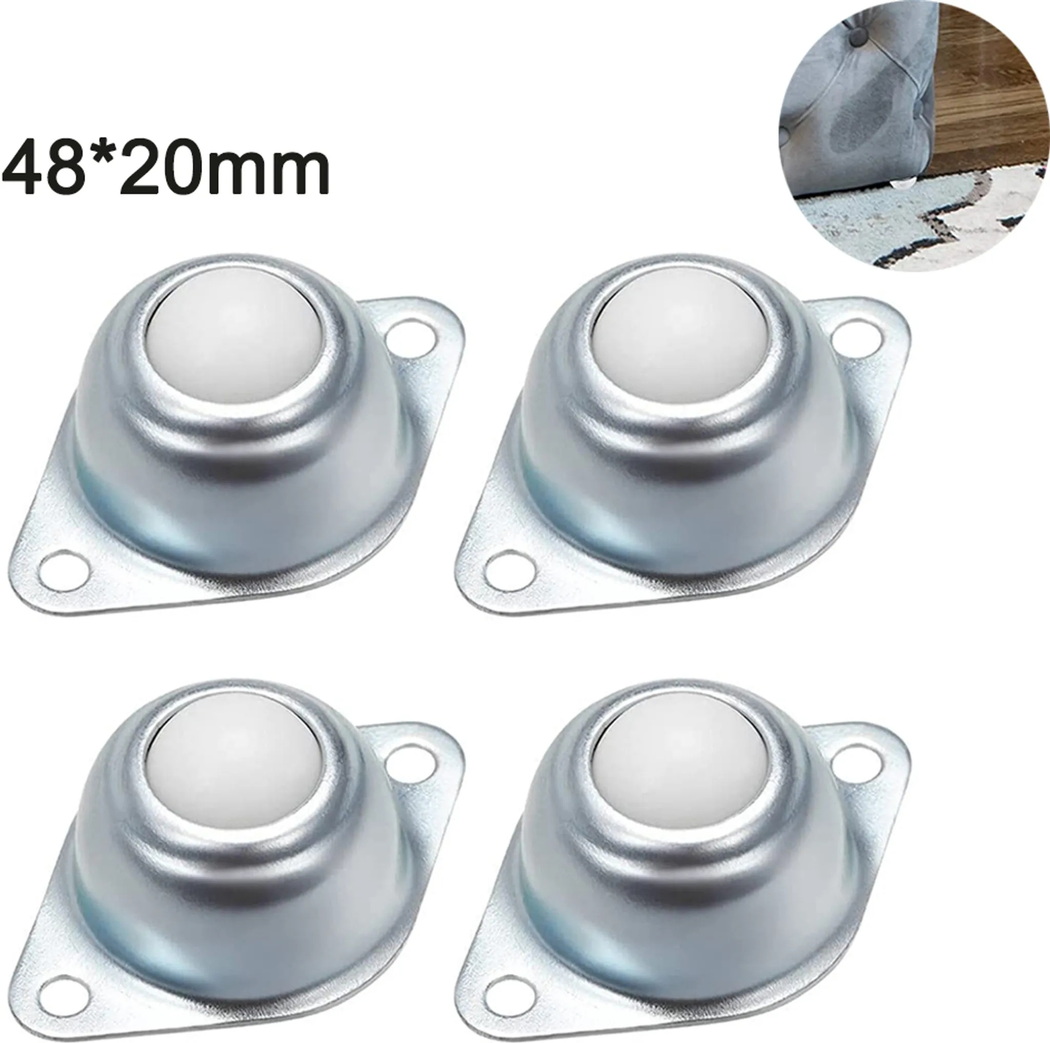 8 Kugelrollen, Möbelrollen, Nylon-kugellager, Rollenlager, Befestigungslöcher