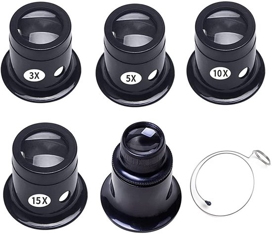 Uhrmacher-lupenset – 5 Vergrößerungslinsen – 3x/5x/10x/15x/20x
