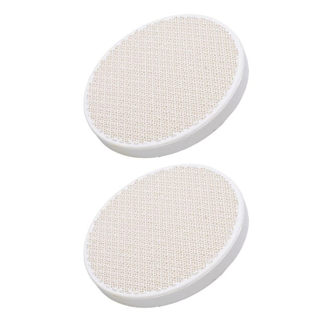 Ein Set Aus Zwei 11 Cm Großen, Runden, Perforierten Schweißplatten Zum Verschweißen Von Quarzziegeln, Schmuck Und Wärmedämmplatten.
