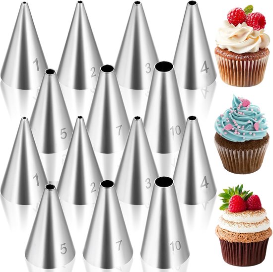 14-teiliges Set Runder Spritztüllen Aus Edelstahl Für Kuchen Und Cupcakes