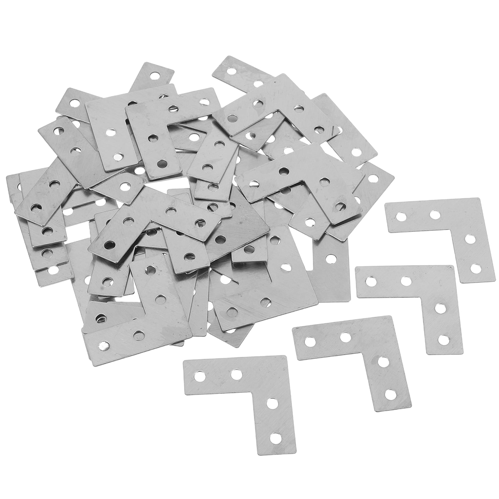 40-teiliges Set Rechtwinkliger Winkelverbinder Aus Edelstahl, 4,00 X 4,00 X 0,10 Cm, Silber.