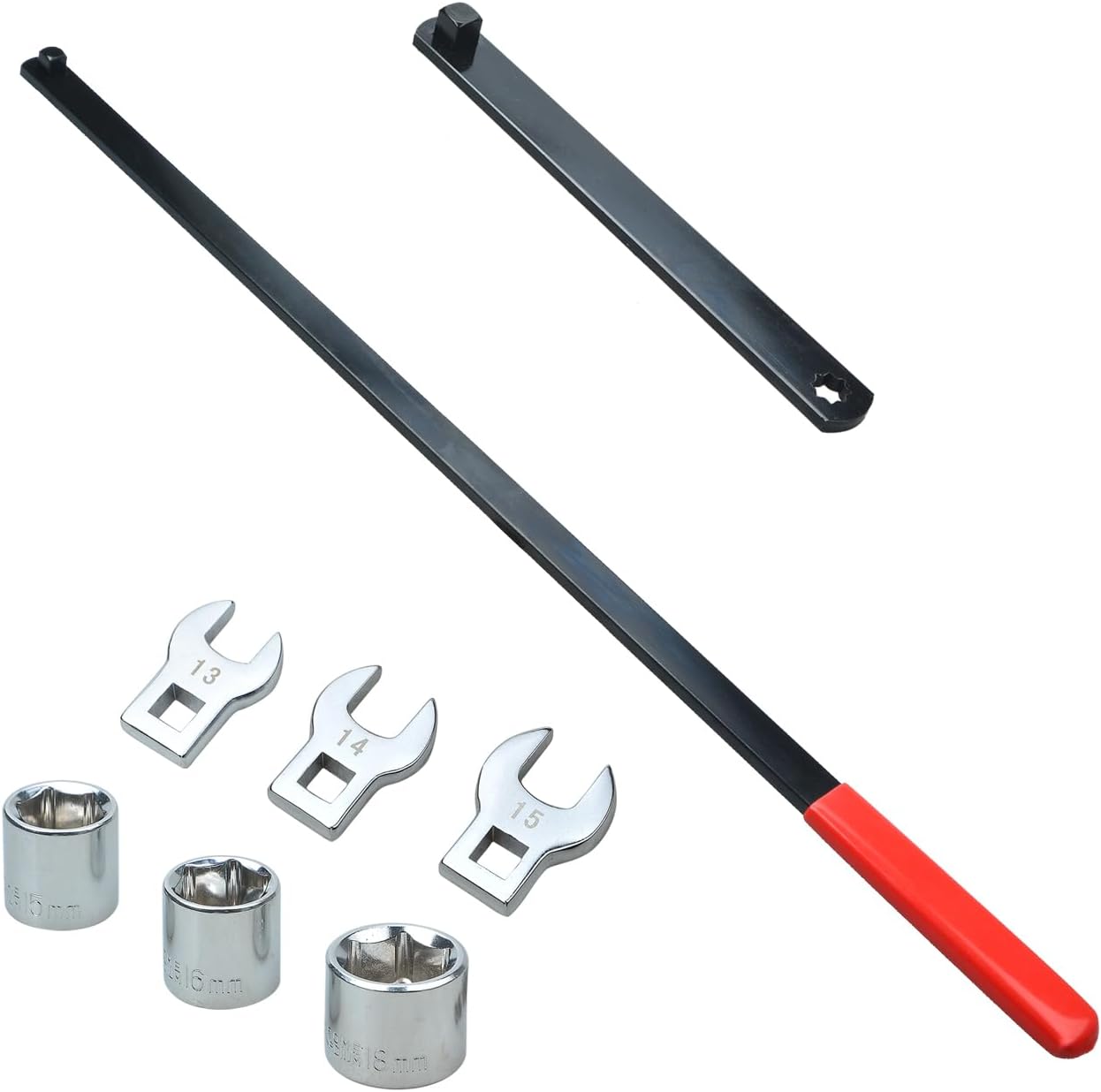 Werkzeugsatz Zum Einstellen Der Keilriemenspannung (3/8-zoll-antrieb, 580 Mm) Mit Maulschlüssel Und Steckschlüssel