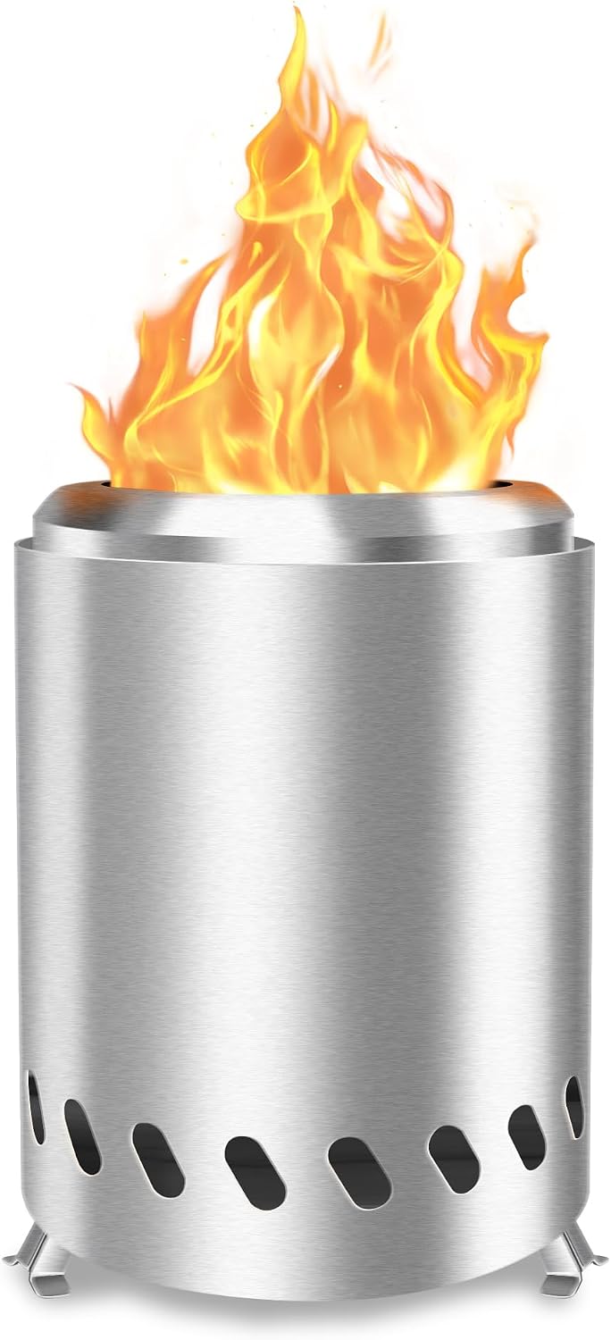 Rauchfreie Tischfeuerstelle – Mini-feuerstelle Mit Pellet-sauger – Tragbar Mit Tragetasche – Ideal Für Den Außenbereich – Silber
