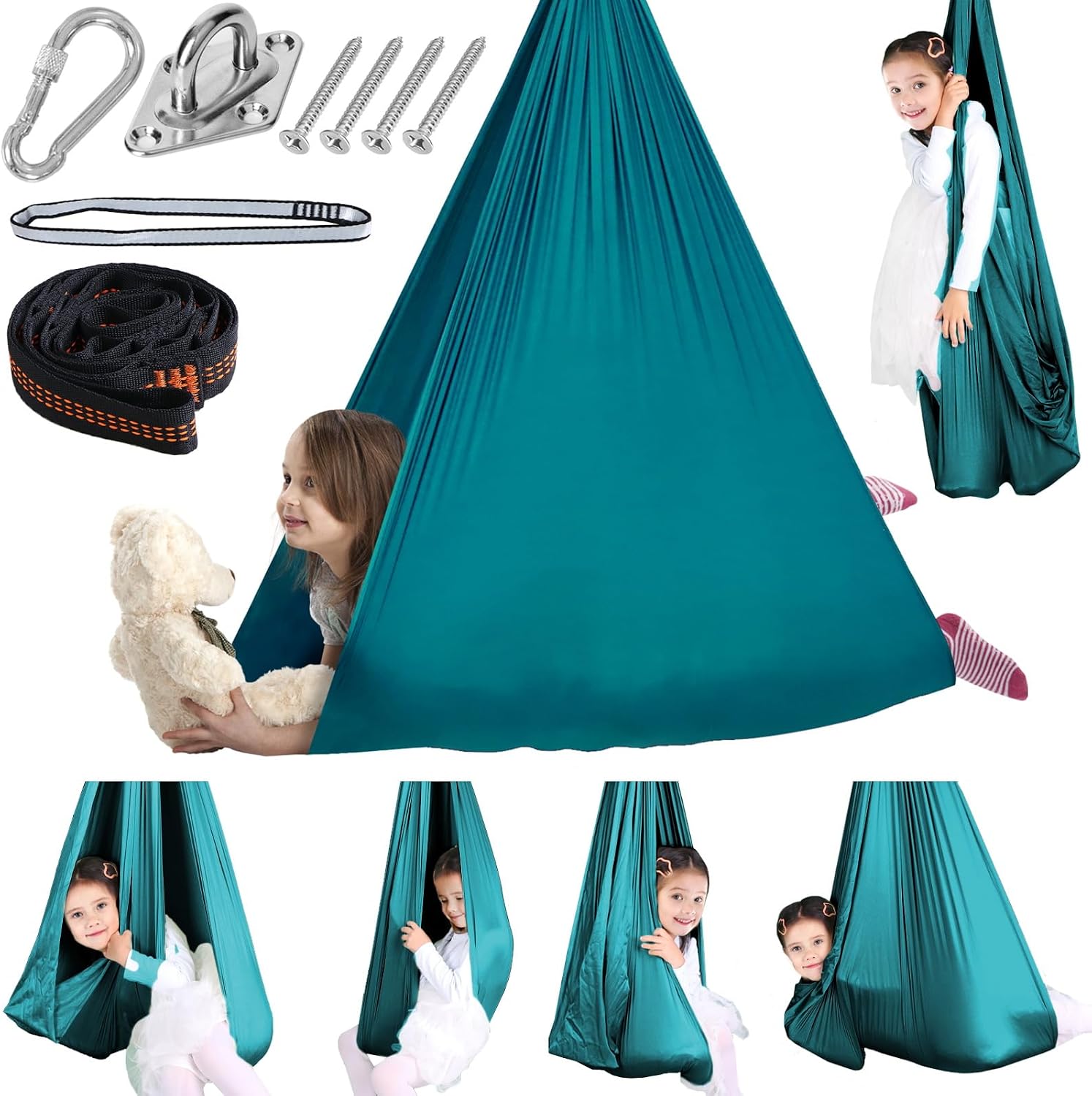 Weiche Nylon-hängematte Für Sensorische Therapie – Für Drinnen Und Draußen – Inklusive Befestigungsmaterial – Kuschelschaukel Für Kinder Und Erwachsene – Pflanzlich