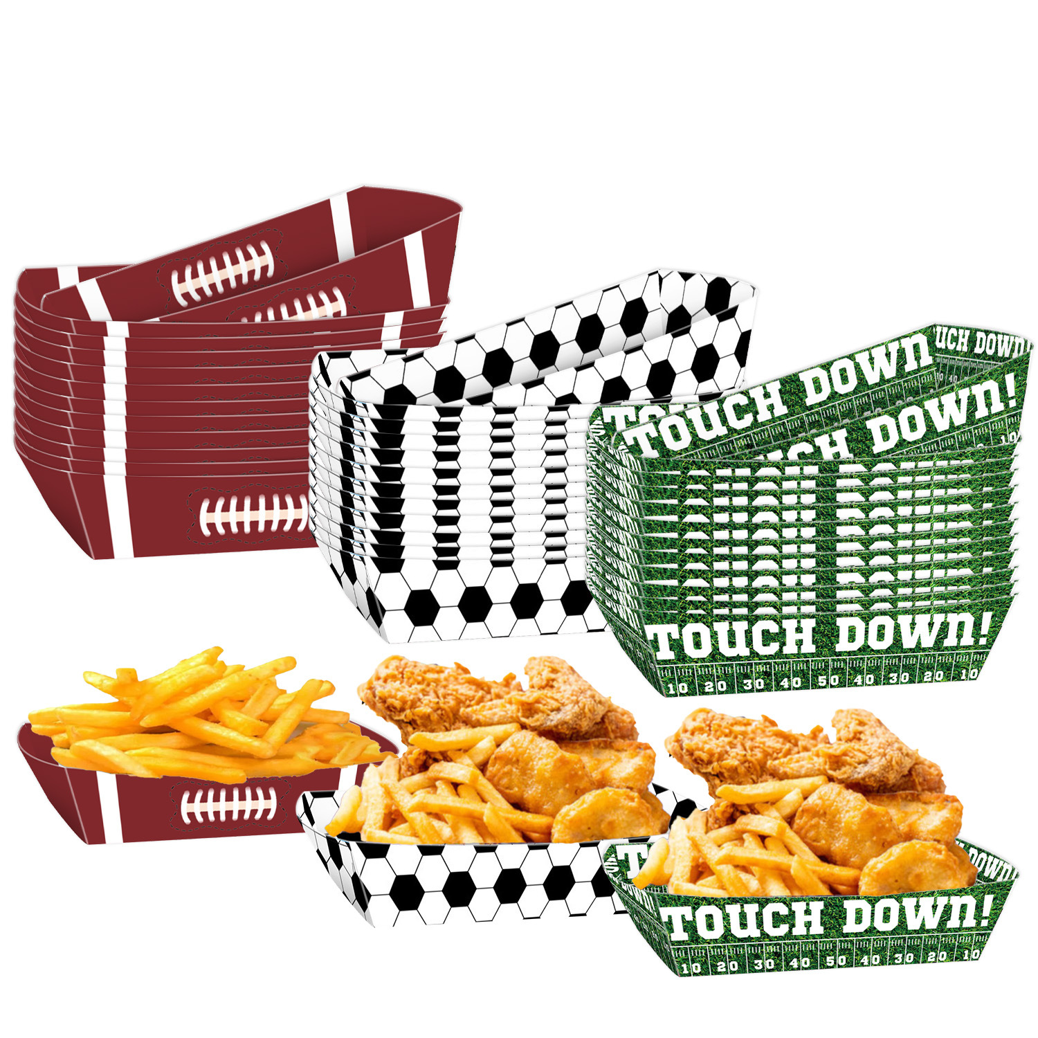 Set Mit 36 Snackboxen Aus Papier Mit Sportmotiven – 900 G Einweg-snackboxen Aus Papier Für Hotdogs, Snackschalen Und Nachos