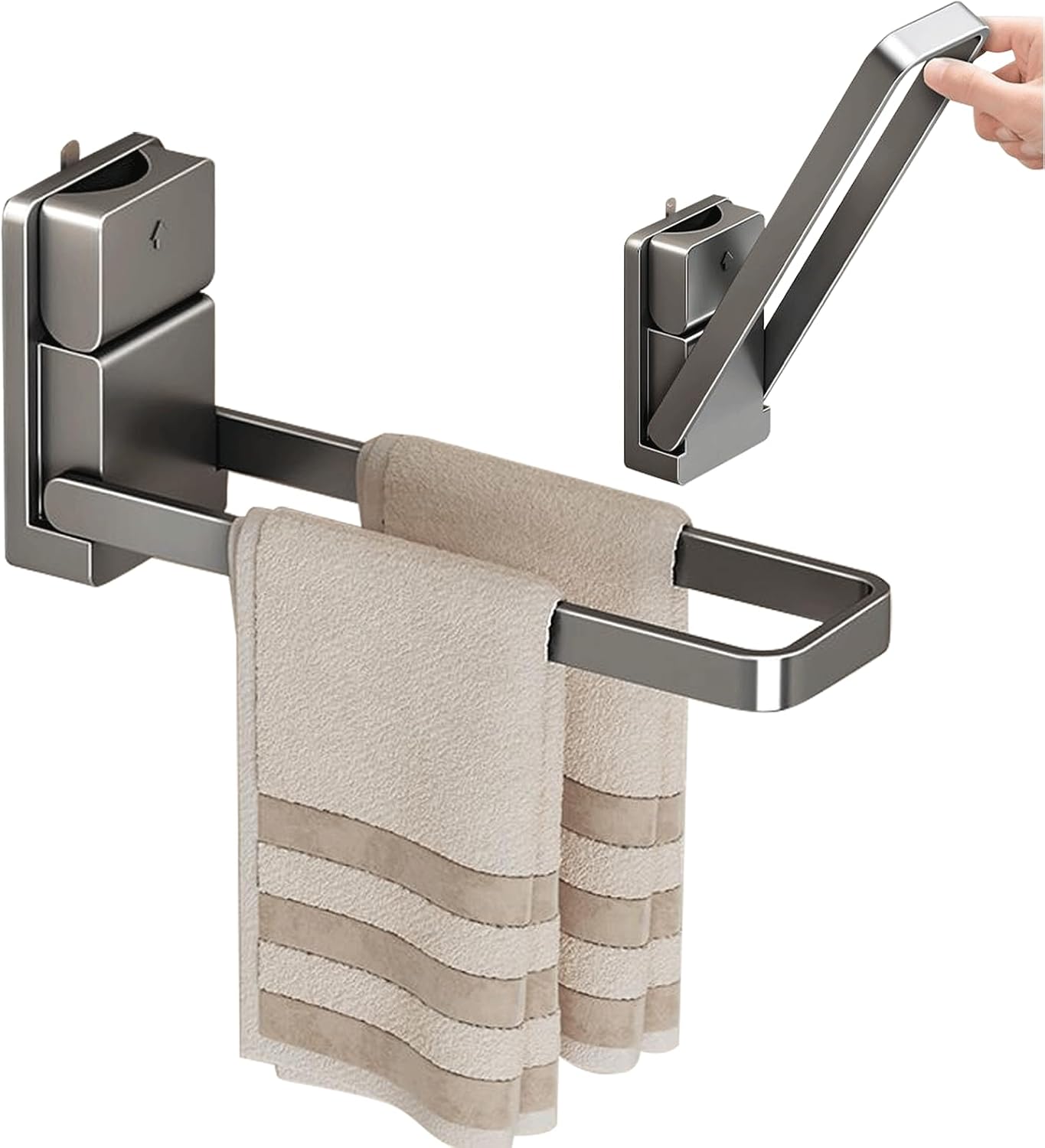2er-pack Selbstklebende, Faltbare Handtuchhalter Aus Edelstahl Fürs Badezimmer.
