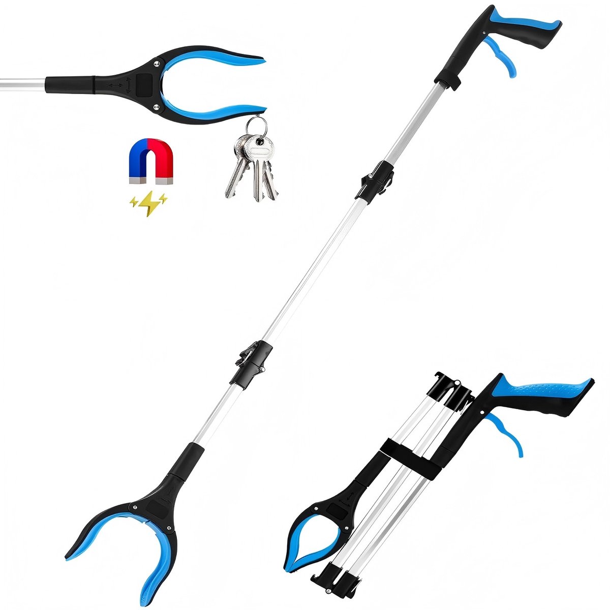 Greifzange, Faltbare Greifzange Für Senioren, 109 Cm Lang, Universelle Greifzange, 360° Drehbar, Einteilig, Leicht Und Robust, Abfallgreifzange, Aluminiumlegierung