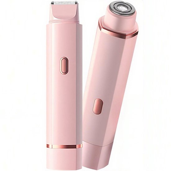 2-in-1 Haarentferner Für Damen – Doppelkopfrasierer – Bikinizonentrimmer – Abnehmbar & Waschbar – Komfortabel & Sanft – Körperhaarentferner Für Damen – Rosa