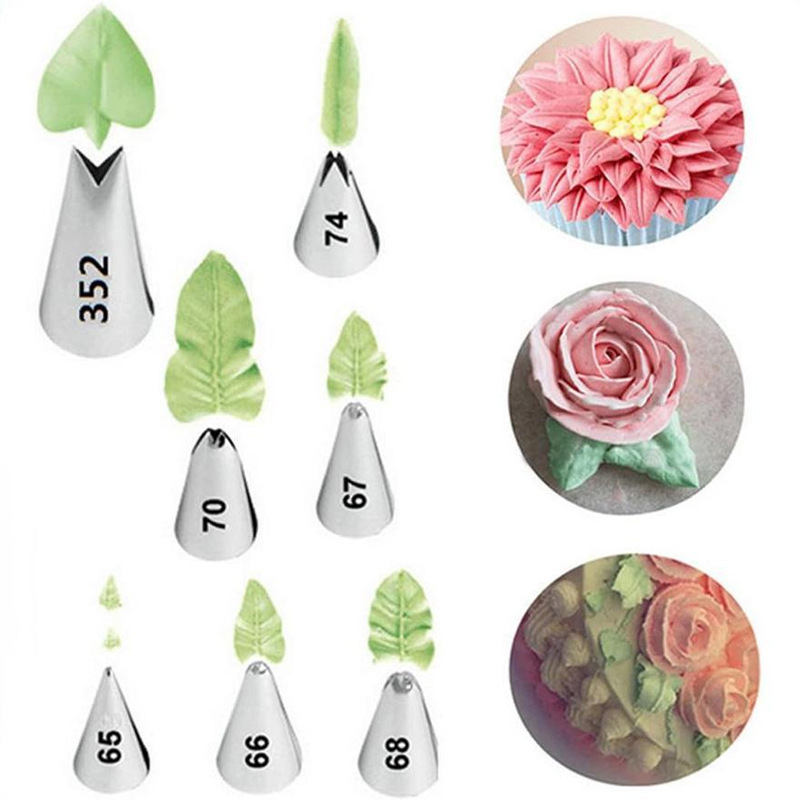 7-teiliges Set Mit Nahtlosen Blattspritztüllen Aus Edelstahl 304 Für Kuchen Und Gebäck