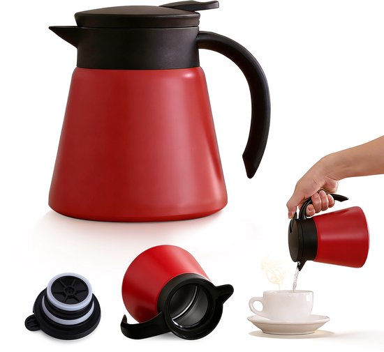 Isolierte Kaffeekanne Aus Edelstahl 304 (600 Ml) – Doppelt Vakuumisolierte Wasserflasche Mit Abgewinkeltem Ausguss