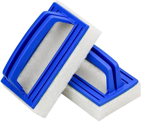 - Poolbürsten-set - Poolreinigung - Griff Und Schwamm - Blau Und Weiß - Algenbürste - Geeignet Für Schwimmbäder Und Badezimmer - 2-teilig