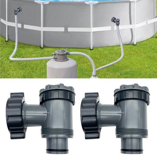 - Einlass-/auslassventil - 38-mm-schlauch - Zubehör Für Filterpumpe (2er-pack) - Wartungsventil - Geeignet Für Aufstellpools - Zur Verwendung Mit