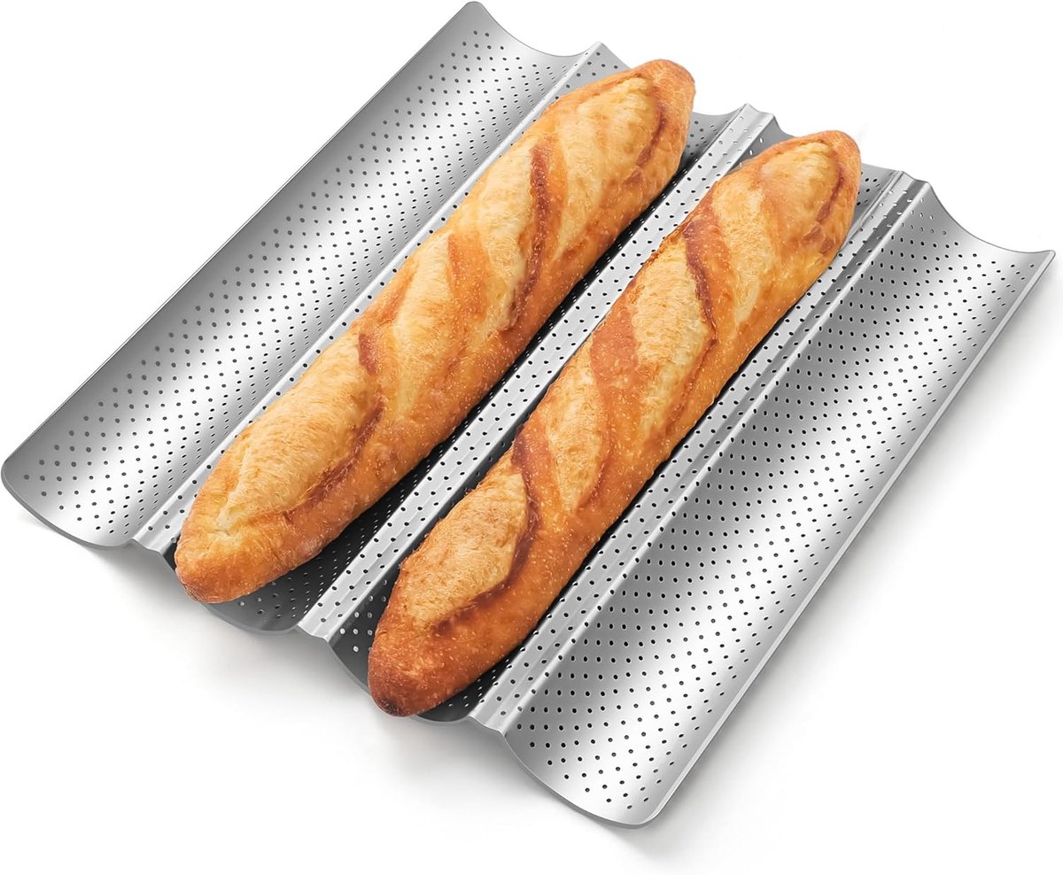 Antihaftbeschichtete, Perforierte Baguette-backform Mit 4 Schlitzen, Backblech Für Französisches Brot Aus Kohlenstoffstahl.