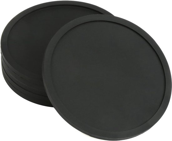 Glasuntersetzer – 6er-set – Runde Schwarze Silikon-untersetzer Für Tassen – Rutschfest – Für Kaffee, Flaschen, Zuhause Und Couchtisch