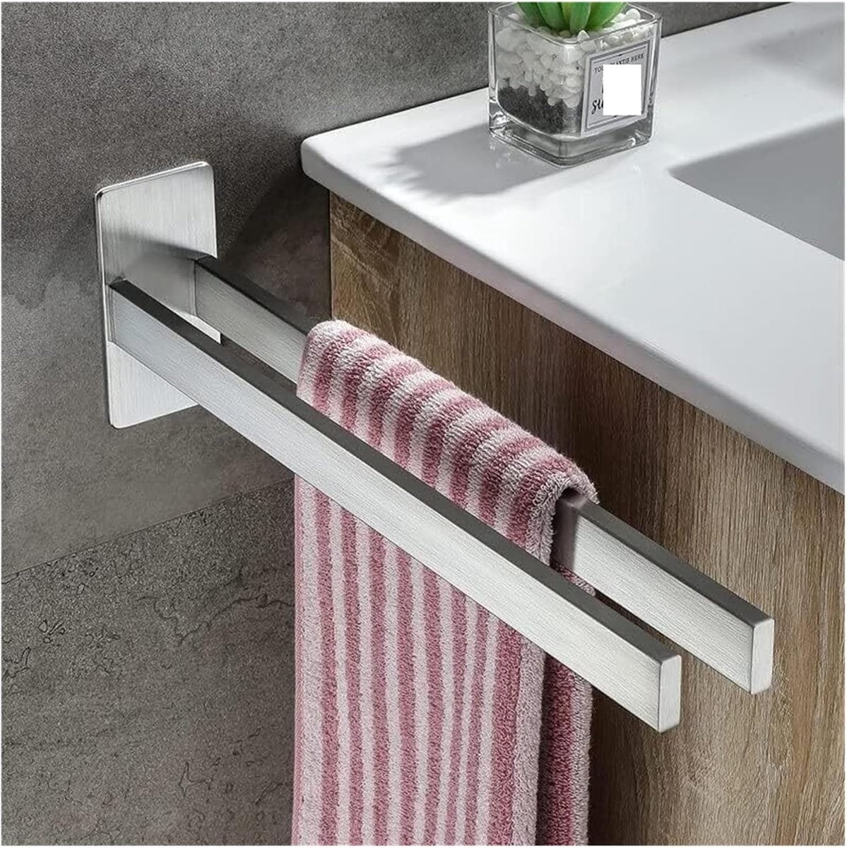 Doppelte Handtuchstange Aus Edelstahl Zur Wandmontage Mit Haken Und Toilettenpapierhalter (silber).