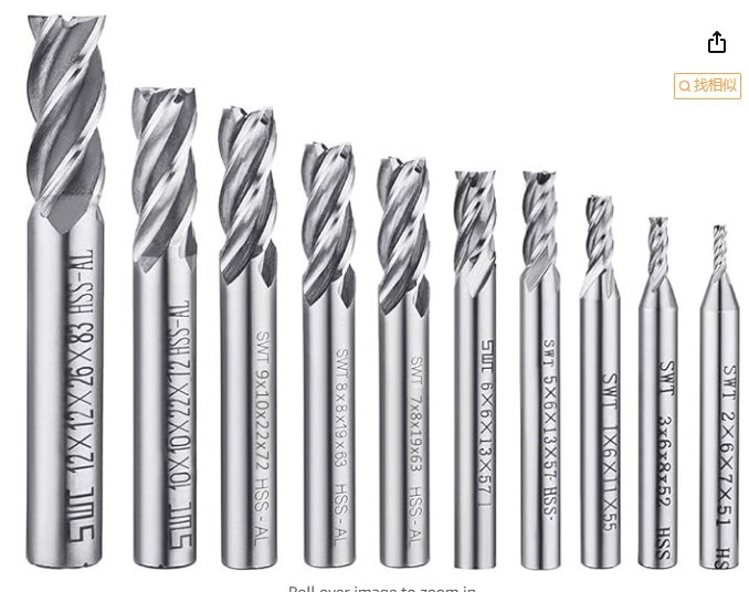 10-teiliges Set Mit 4-schneider-fräsern, Metrischen Cnc-fräsern, Bohrern, Fräsern, Werkzeugset Für Holz, Aluminium, Stahl Und Titan