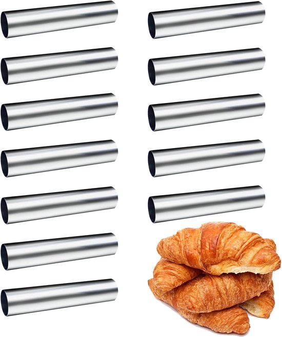 12-teiliges Set, Windbeutel- Und Rapsbrotformen, Edelstahl, Antihaftbeschichtet, Geeignet Für Windbeutel Und Croissants, 12,5 Cm, Silber