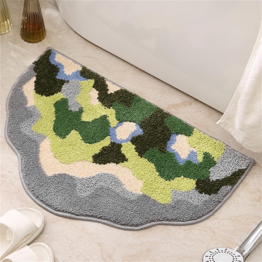Moosmatten Für Bad/schlafzimmer, Halbkreisförmig, Hübsche Badematte Mit Blumenmuster, Fußmatte, Duschmatte, Hübsche Wohndekoration, Rutschfestes Mikrofaser-fleece