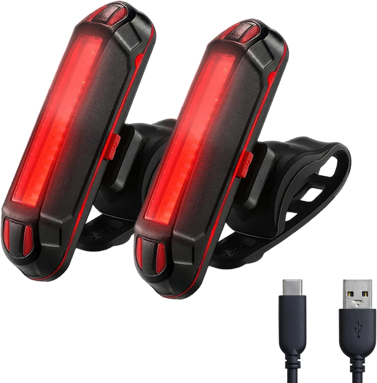 Rücklicht Für Fahrräder, Usb-c-wiederaufladbar, Helmlampe, 6 Modi, Wasserdicht, Langer Akku, Geeignet Für Roller, Rucksäcke, 2 Rücklichter