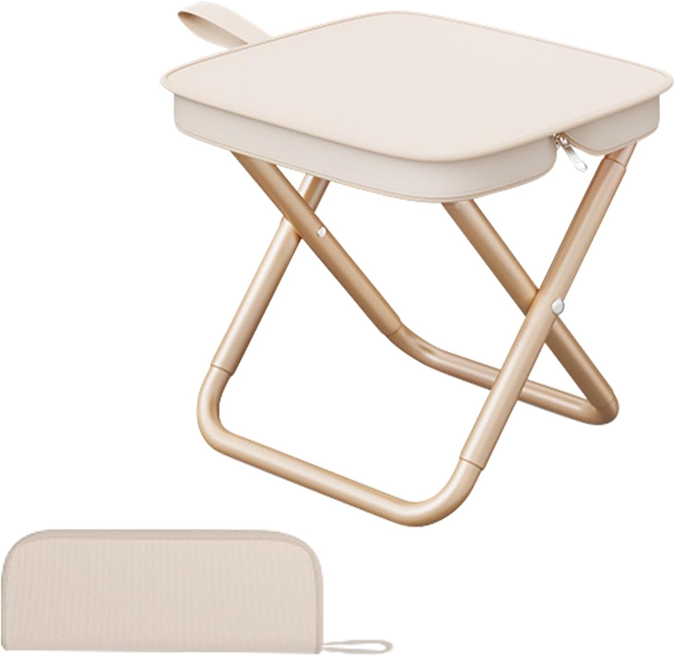 Klapphocker, Leichte Camping-aufbewahrungstasche, Faltbarer Liegestuhl, Tragbar, Einziehbar, Khaki