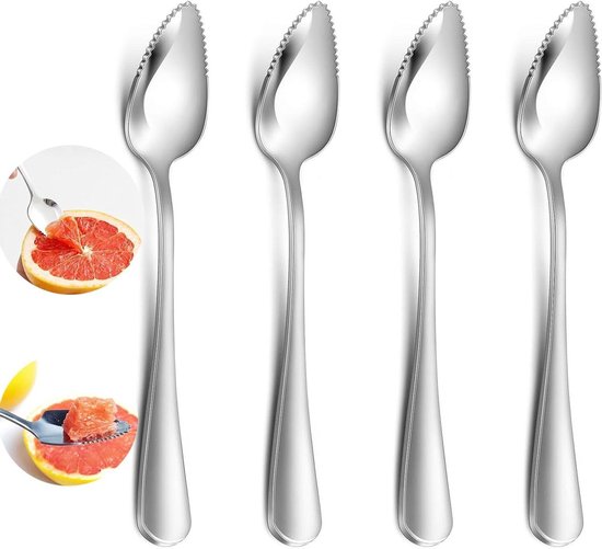 4-teiliges Set Grapefruitlöffel, Dessertlöffel Aus Edelstahl, Spülmaschinenfest, Zitruslöffel, Für Grapefruit, Pomelo Und Desserts, 16,7 Cm Lang
