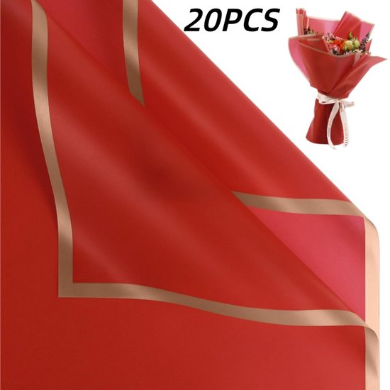 20 Blatt Rotes, Wasserfestes Geschenkpapier Für Blumensträuße, 56 X 56 Cm, Diy-blumenpapier Für Alle Anlässe