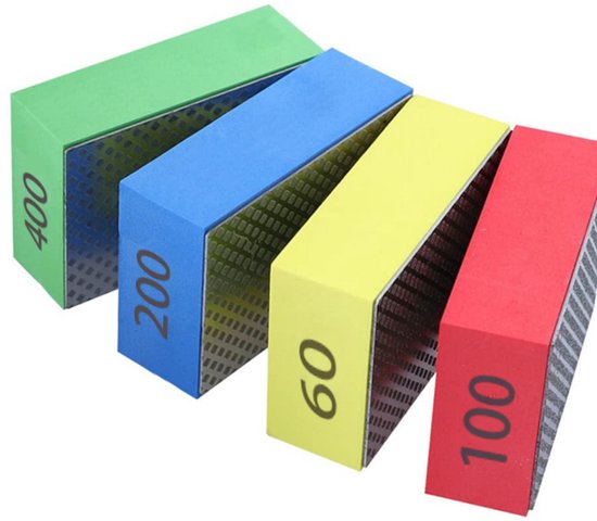 Diamant-handpolierpads – Polierpads Für Glas Und Fliesen – 4 Rauheitsgrade – 60, 100, 200, 400 Mesh, Mohs-härte 10 – 4 Pads Pro Packung