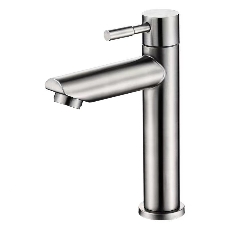 Badewannenarmatur – Nur Kaltwasser – Verchromte Messingarmatur Mit Abnehmbarem Strahlregler – Geeignet Für Waschbecken – Silber